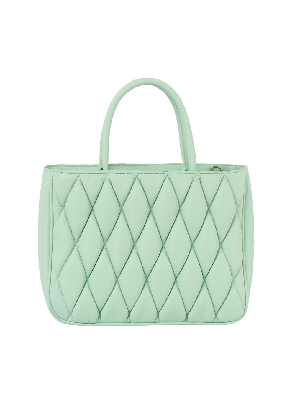 Quilted Design Hand Tote - Mint, front view, diamond quilted detail - Be Juliet
