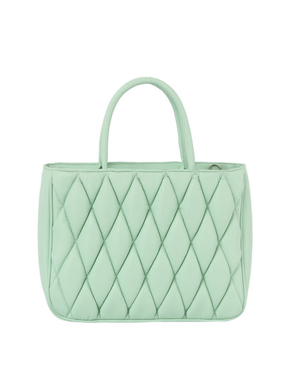 Quilted Design Hand Tote - Mint, front view, diamond quilted detail - Be Juliet
