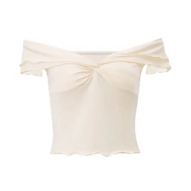 Faith Ruffle Crop Top and Skirt Set - Top, side view on model - Be Juliet