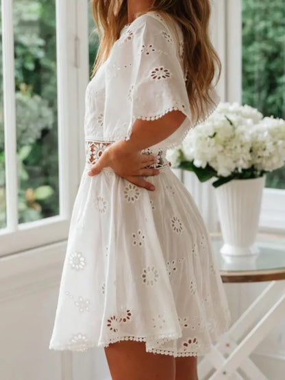 Isabella Summer Dress - WHITE, side view on model - Be Juliet