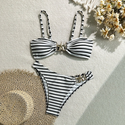 Stripe It Right Two-Piece Bikini Set - Be Juliet