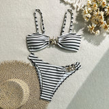 Stripe It Right Two-Piece Bikini Set - Be Juliet