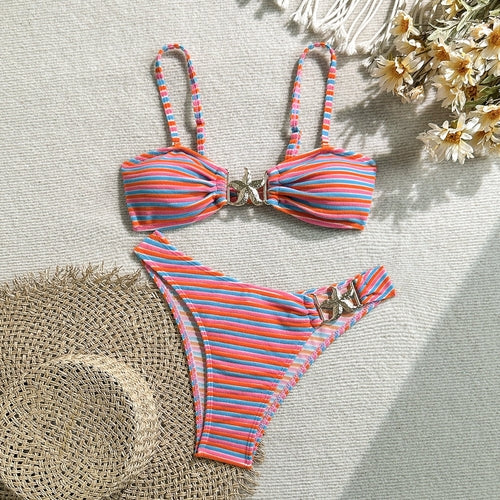 Stripe It Right Two-Piece Bikini Set - Be Juliet