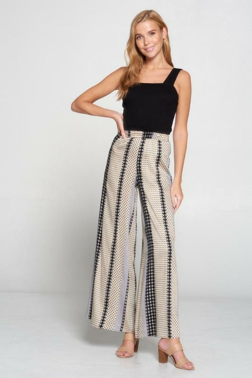 High Waist Palazzo Pants With Elastic Waist