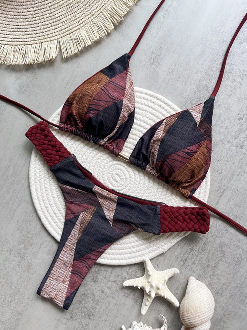 RUOTONSEPT Print Halter Mini Thong High Cut Bikini Female Swimsuit