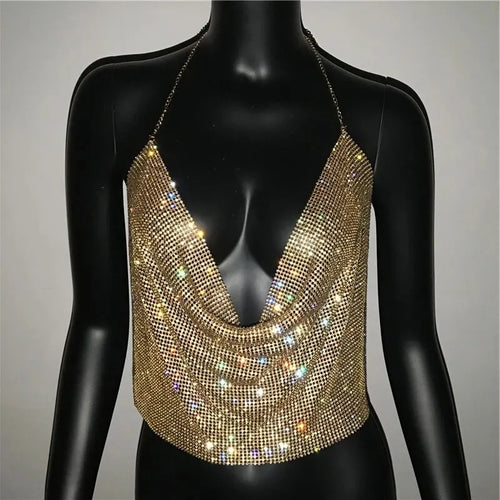 Celina Rhinestone Backless Crop Top - Be Juliet