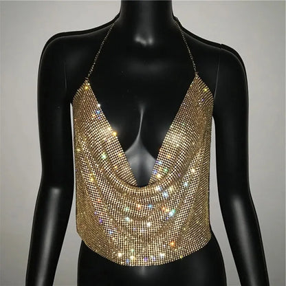Celina Rhinestone Backless Crop Top - Be Juliet