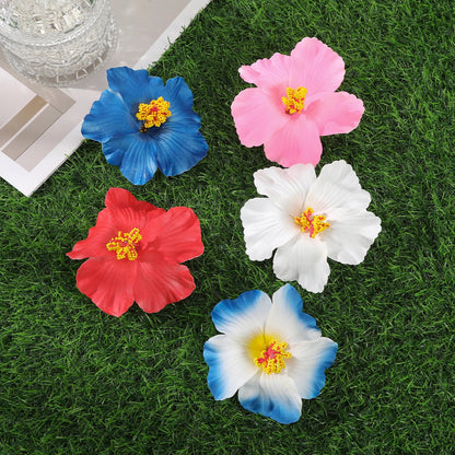 Away Hawaiian Flower Hair Clip - 4537C, back view on model - Be Juliet
