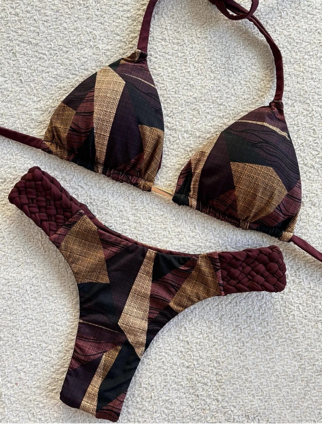 RUOTONSEPT Print Halter Mini Thong High Cut Bikini Female Swimsuit