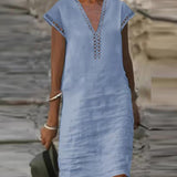 Samantha Cotton-Linen V-Neck Dress