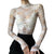 Be Juliet The Dentelle Lace Turtleneck Top ivory, studio front view, fitted turtleneck with all-over lace