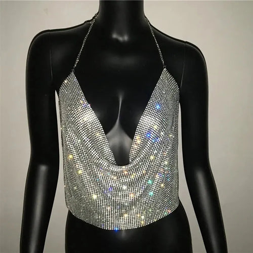 Celina Rhinestone Backless Crop Top - Be Juliet