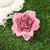 Away Hawaiian Flower Hair Clip - dusty rose ruffled flower clip, flat product shot - Be Juliet