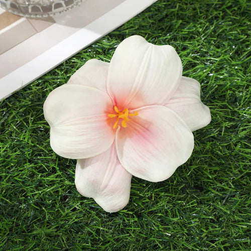 Away Hawaiian Flower Hair Clip - 4854B, front view on model - Be Juliet