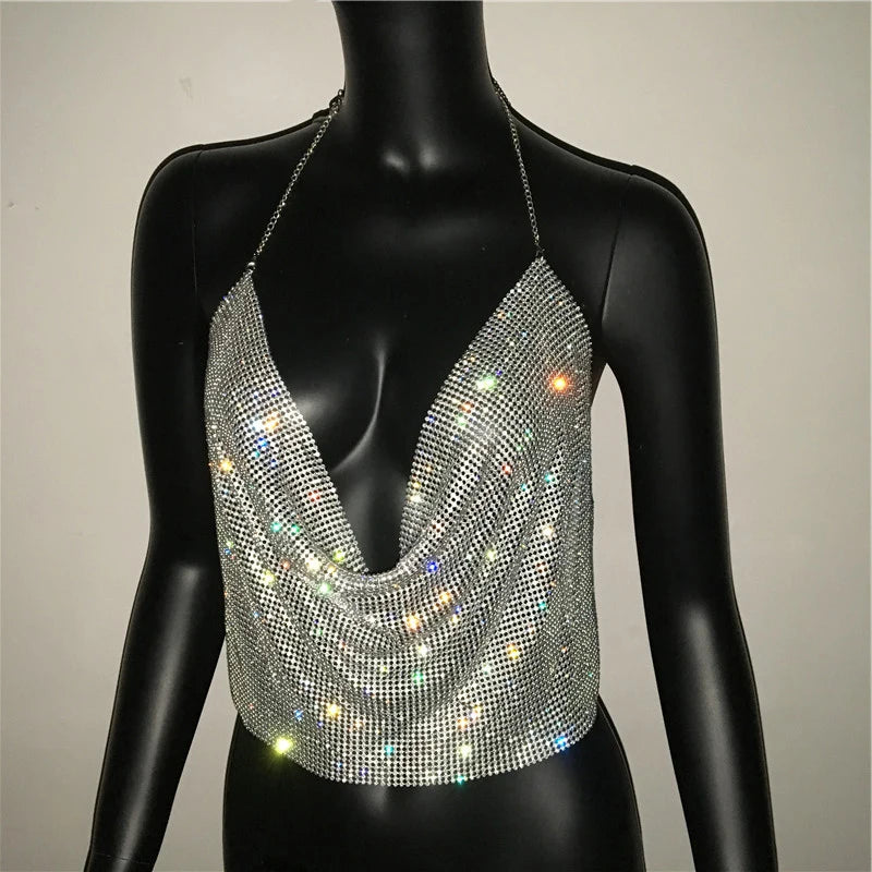 Celina Rhinestone Backless Crop Top - Be Juliet
