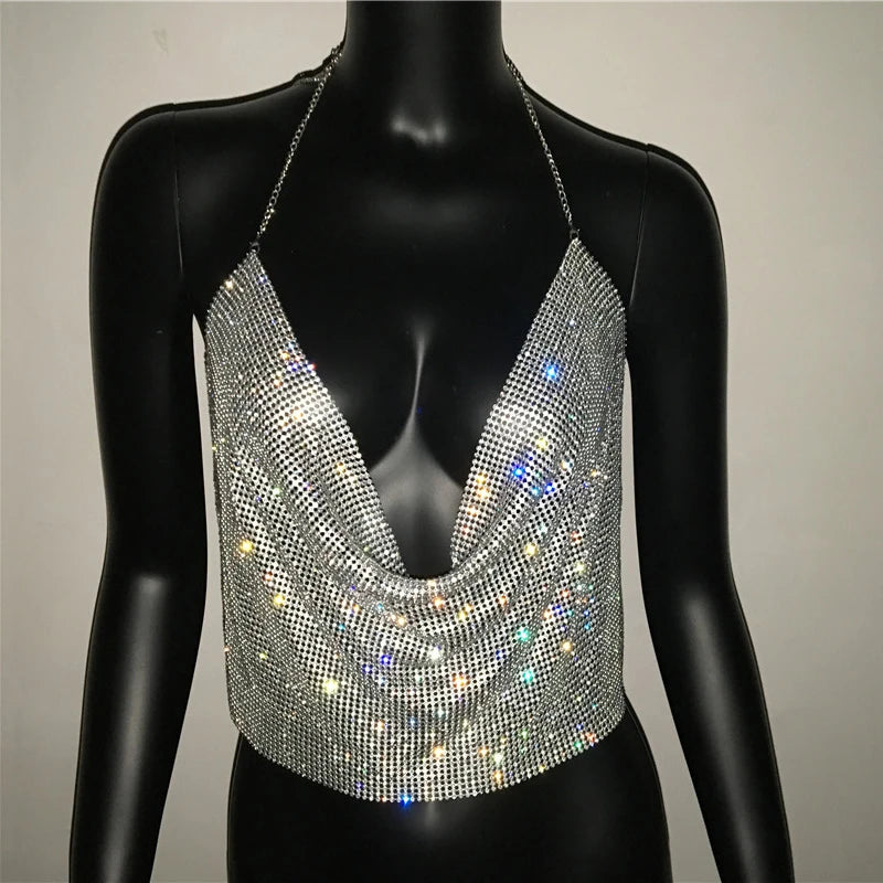 Celina Rhinestone Backless Crop Top - Be Juliet