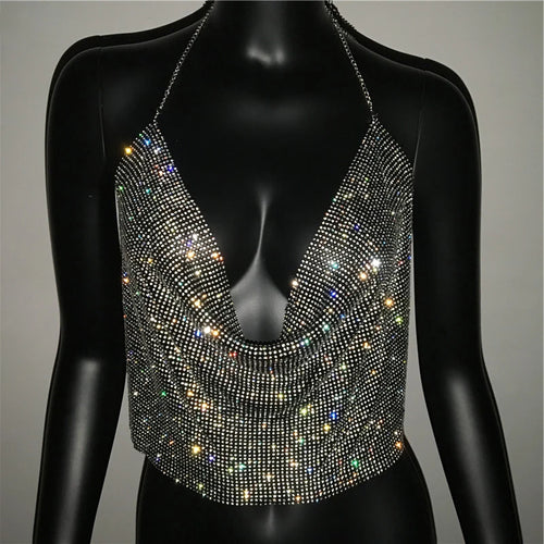 Celina Rhinestone Backless Crop Top - Be Juliet