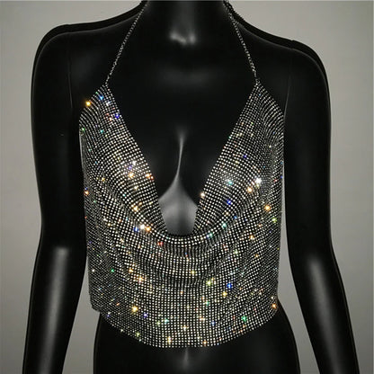 Celina Rhinestone Backless Crop Top - Be Juliet