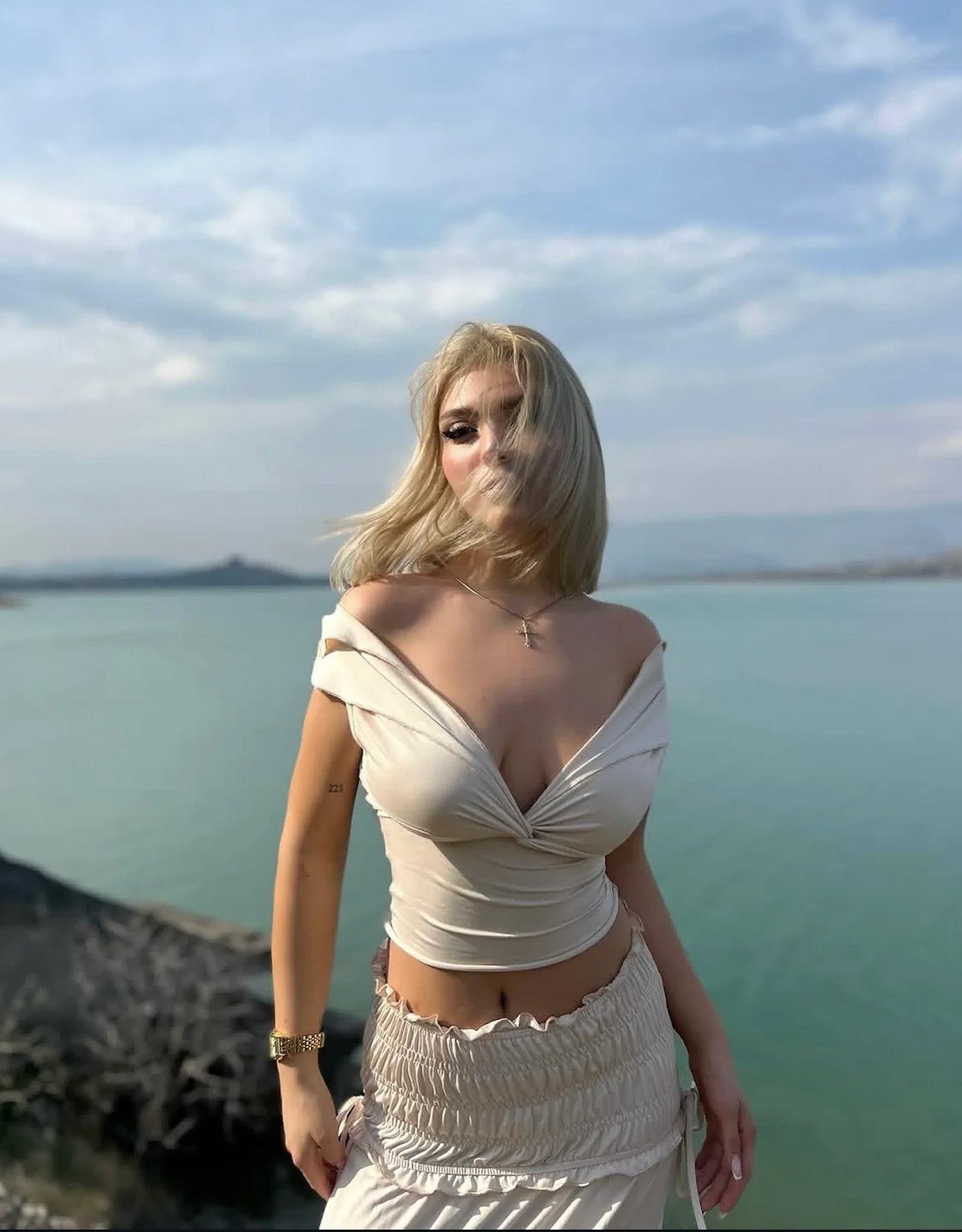 Faith Ruffle Crop Top and Skirt Set - lifestyle editorial front view - Be Juliet