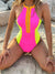 Ava One-Piece Swimsuit - Pink, full front seated view, high-cut leg and overall silhouette - Be Juliet
