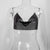 Isla Sequin Metal Halter Crop Top - Black, front view on model - Be Juliet