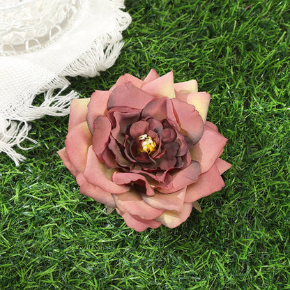 Away Hawaiian Flower Hair Clip - 4593B, front view on model - Be Juliet
