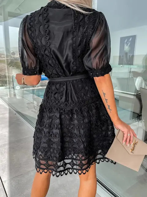 Sophie Patchwork Lace Elegant Mini Dress Sophie Patchwork Lace Elegant Mini Dress