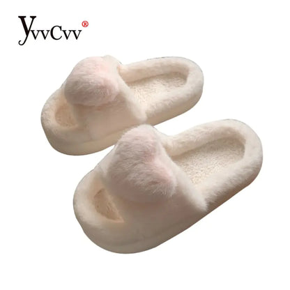 Heart Love Fluffy Fur Slippers - lifestyle worn on feet - Be Juliet