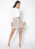 Pink Striped Tweed Mini Skirt - Butter sweet, front view on model - Be Juliet