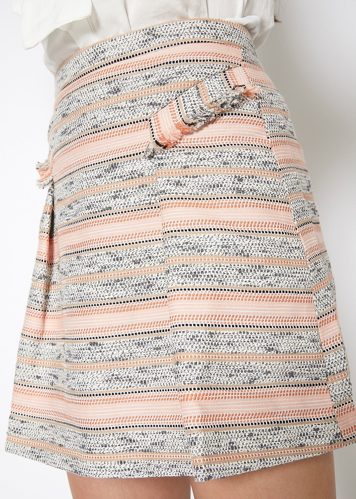 Pink Striped Tweed Mini Skirt - Be Juliet
