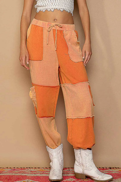 POL Drawstring Pocketed Contrast Jogger Pants - Be Juliet