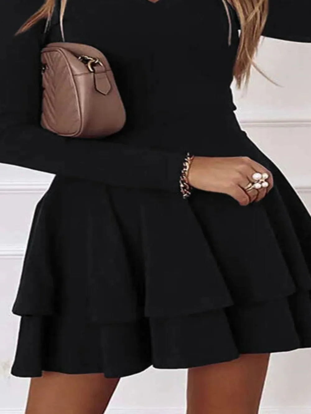 Celina Layered V-Neck Mini Dress – Plus Size - Be Juliet