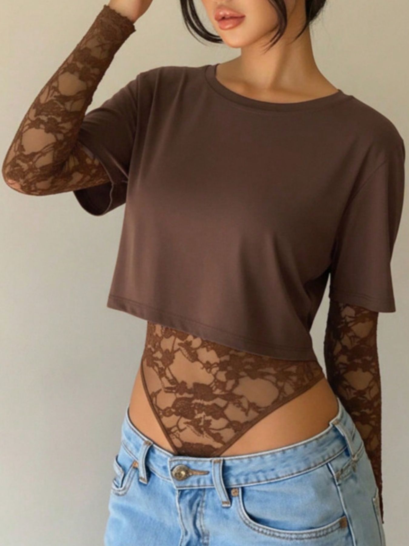 Claire Lace Patchwork Bodysuit - Be Juliet