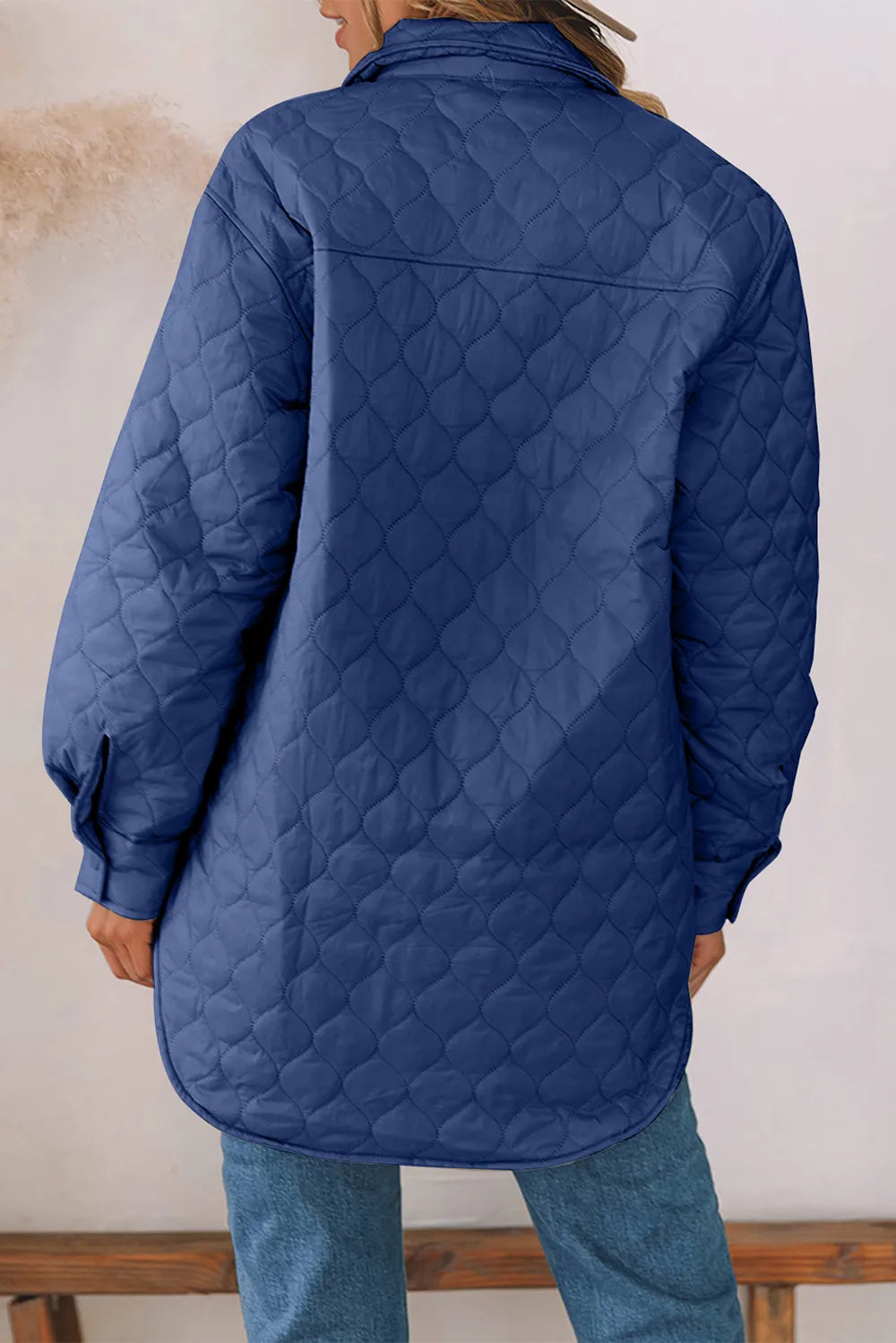 Snap Down Collared Winter Coat - Camel, side view on model - Be Juliet