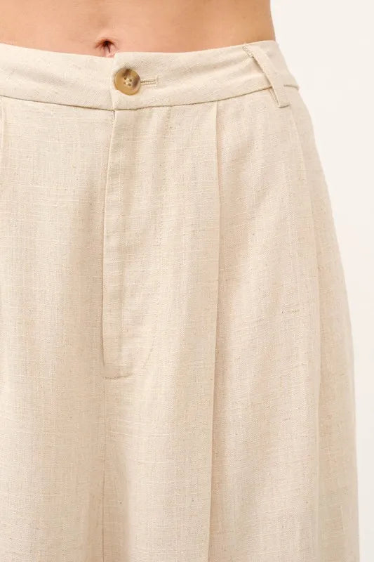 And The Why High-Rise Wide Leg Linen Pants - Be Juliet