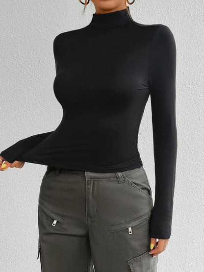 Devine Mock Neck Long Sleeve T-Shirt - Be Juliet