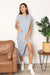 Perfee Short Sleeve Front Slit Hooded Dress - Light Gray, front view on model - Be Juliet