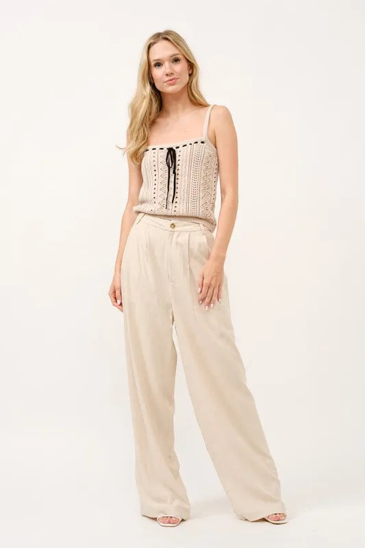 And The Why High-Rise Wide Leg Linen Pants - Be Juliet