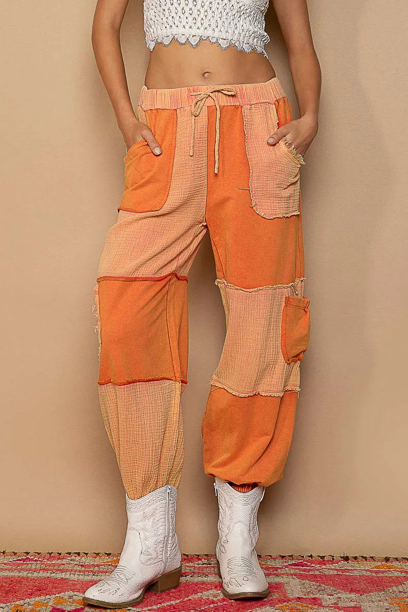 POL Drawstring Pocketed Contrast Jogger Pants - Be Juliet