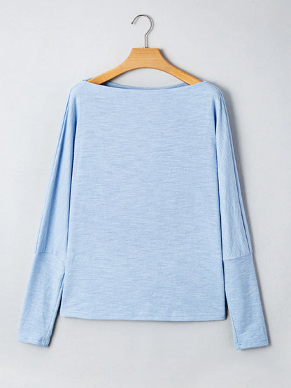 Maya Relaxed Batwing Top - Light Blue, back view on model - Be Juliet
