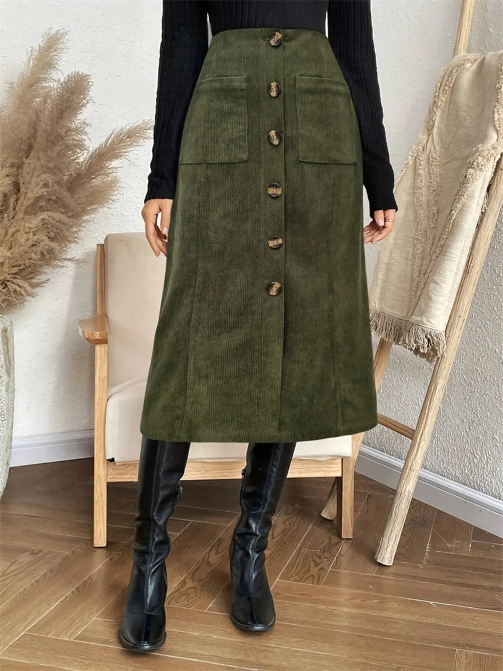 Pocketed Back Elastic Waist Skirt - Be Juliet