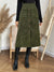Pocketed Back Elastic Waist Skirt - Army Green, front view on model - Be Juliet