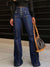 Delphine Flare Jeans – Classic Wash - Medium, front view on model - Be Juliet