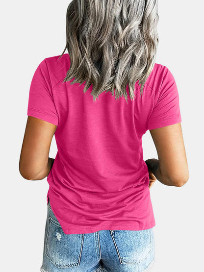 Pocketed V-Neck Short Sleeve T-Shirt - Be Juliet