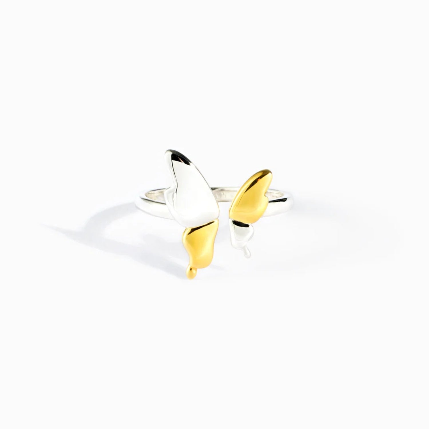 925 Sterling Silver Butterfly Ring - Gold, top-down flat lay view - Be Juliet