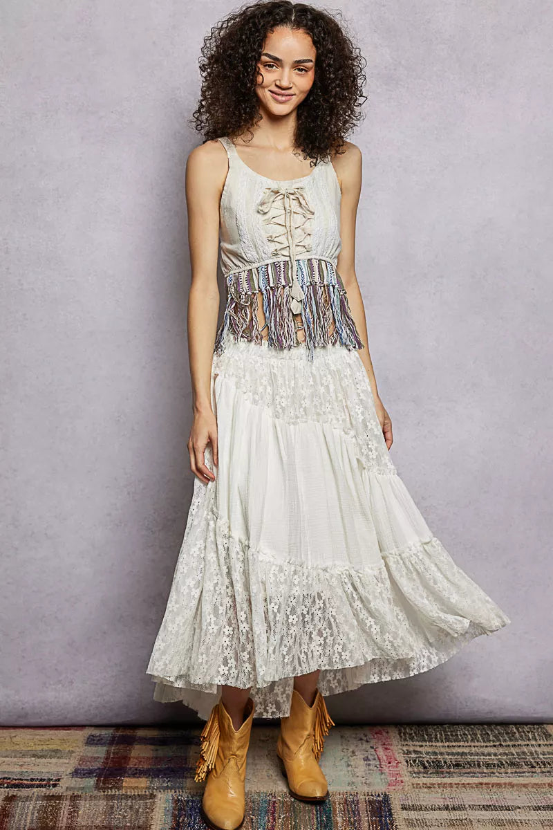Mara Lace-Up Fringe Tank - Be Juliet