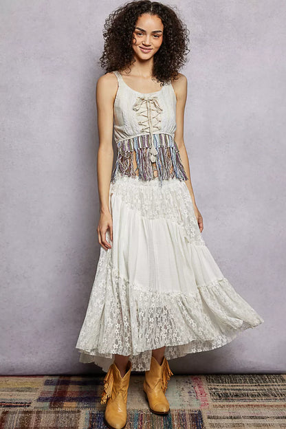 Mara Lace-Up Fringe Tank - Be Juliet