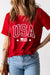 USA American Flag Crewneck T Shirt - Red, front view on model - Be Juliet