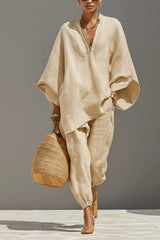 Relaxed Top and Wide Leg Pants Set - Be Juliet