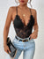 Crisscross Lace Spaghetti Strap Bodysuit - Black, front view on model - Be Juliet